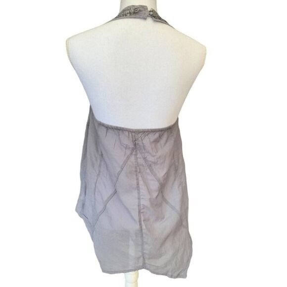 American Eagle Outfitters Womens Top Sz Small Halter V-Neck Sequin Sheer Gray - Picture 3 of 12